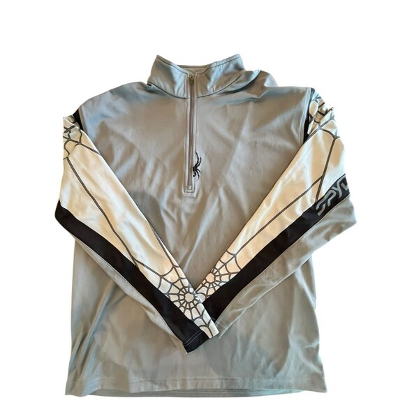 SPYDER WEB 1/4 Zip Pullover Long Sleeve Mens Shirt Sz Large Greys - Picture 1 of 8